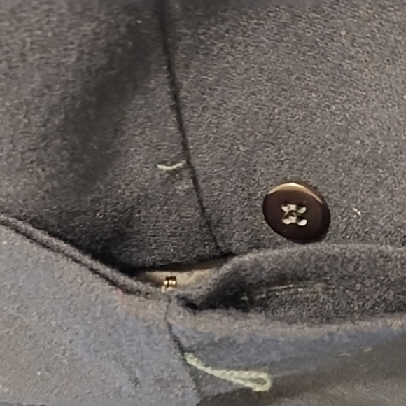 Lands End Navy Shirt Waist Covered Button Placket Wool Fully Lined Dress Pockets - Picture 7 of 16